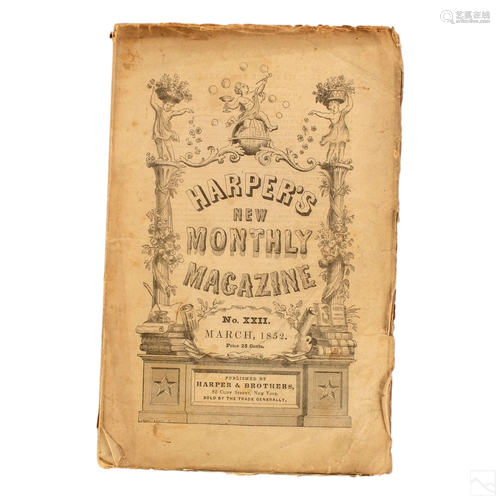 Harper's Monthly Magazine Antique March 1852 Issue