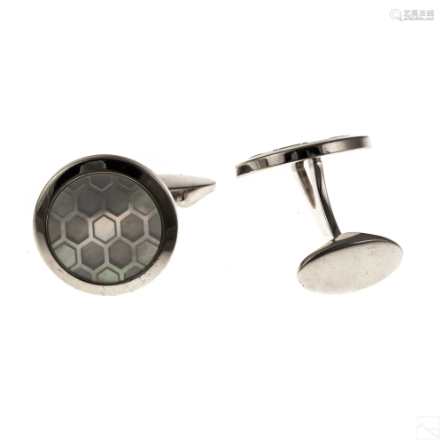 18K White Gold Kim Wempe Mother Of Pearl Cufflinks