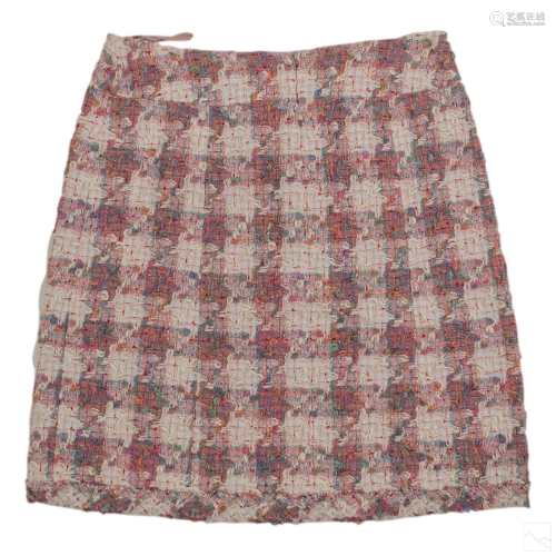Chanel Pink Beige Tweed Cotton Knit Mini Skirt S36