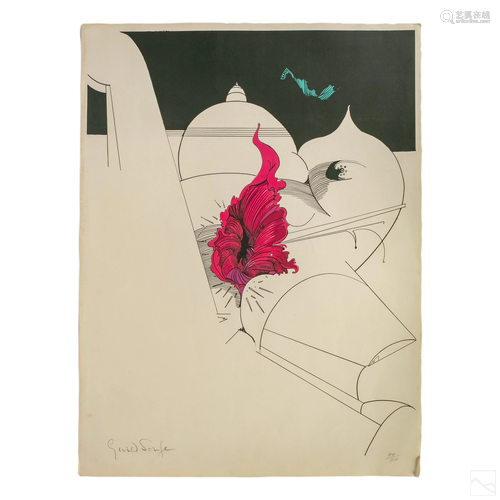 Gerald Scarfe Erotic Abstract Landscape Lithograph