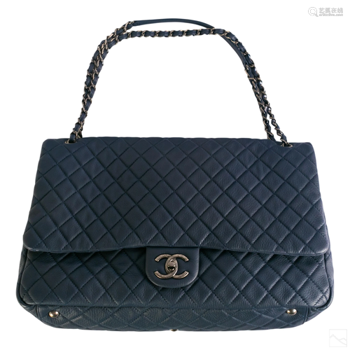 Chanel Blue XXL Airlines Travel Flap Tote Handbag