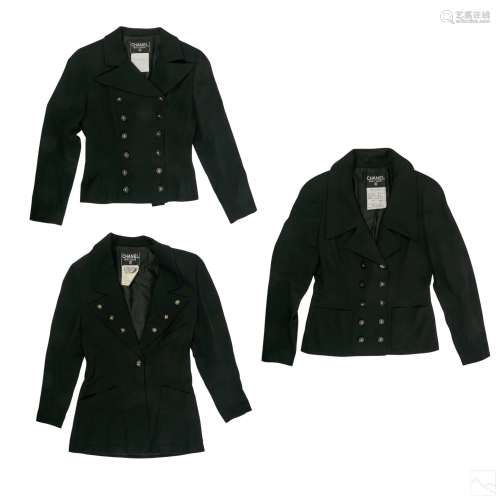 Chanel Boutique Black Double Breasted Jacket Group