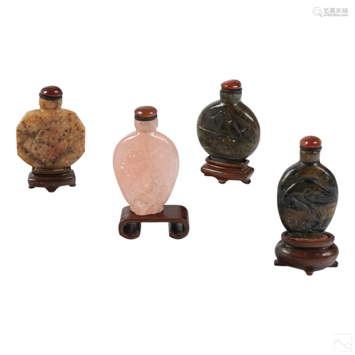 Chinese Quartz Crystal & Labradorite Snuff Bottles