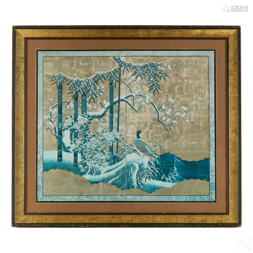 Chinese Metallic Winter Wildlife & Flora Art Print