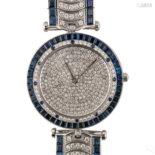 18K Gold Van Cleef & Arpels Diamond Sapphire Watch