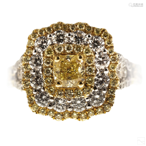 18K Gold Yellow and White 2.12 CTTW Diamond Ring