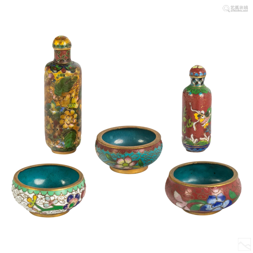 Chinese Assorted Cloisonne Snuff Bottles and Bowls