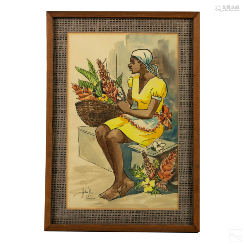 Herbie Rose 1930-2017 Jamaican Watercolor Painting