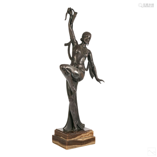 J Descomps 1869-1950 Bronze Deco Semi Nude Statue