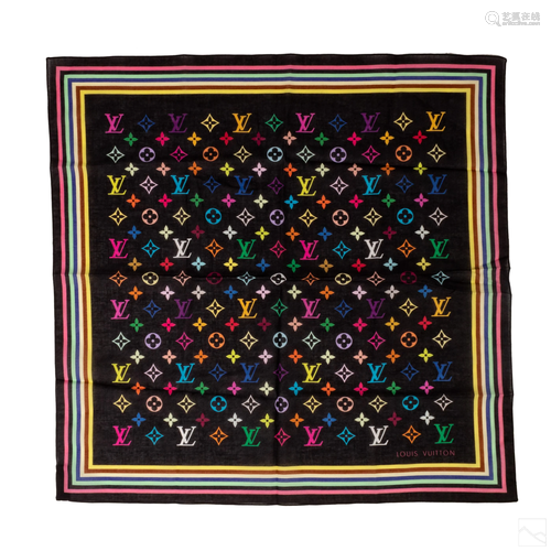 Louis Vuitton Black Multicolor LV Cotton Scarf