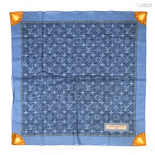 Louis Vuitton Blue Jean Pattern LV Cotton Scarf