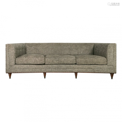 Baker Furniture Mahogany Tweed Upholstered Sofa