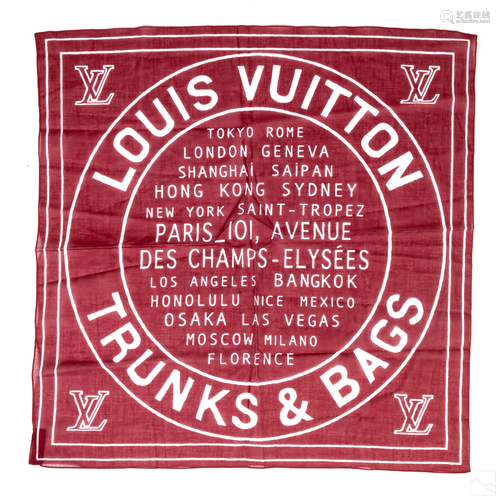 Louis Vuitton Maroon LV Logo Cotton Scarf Bandana