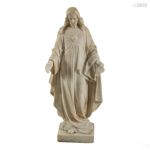 Carved White Marble Vintage Jesus Christ Sculpture