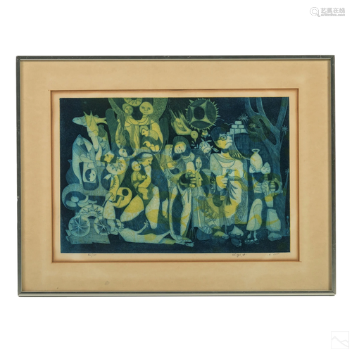 Amram Ebgi (b.1939) Modern Judaica Art Lithograph