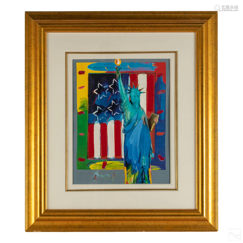 Peter Max (b.1937) Patriotic Liberty Flag Painting