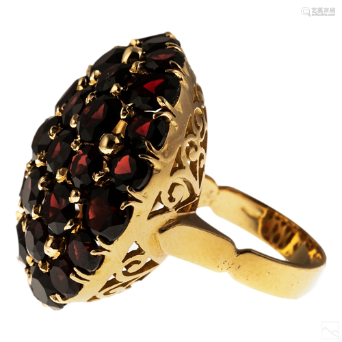 18K Gold 20CTTW Bohemian Cut Garnet Domed Top Ring