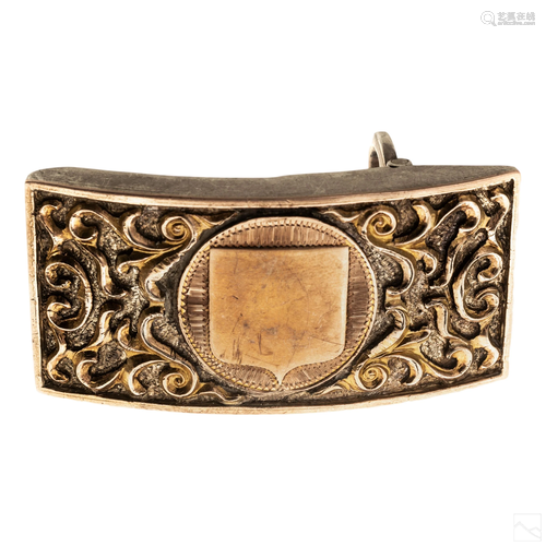 18K Gold and Sterling Silver Vintage Belt Buckle