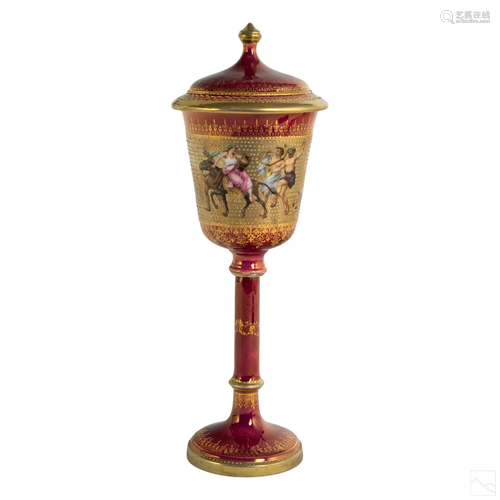 Bohemian Neoclassical Bacchanal Lidded Chalice Cup