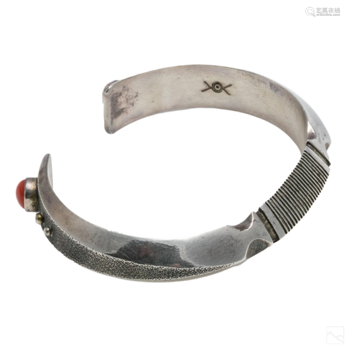 Norbert Peshlakai Navajo Sterling & Coral Bracelet