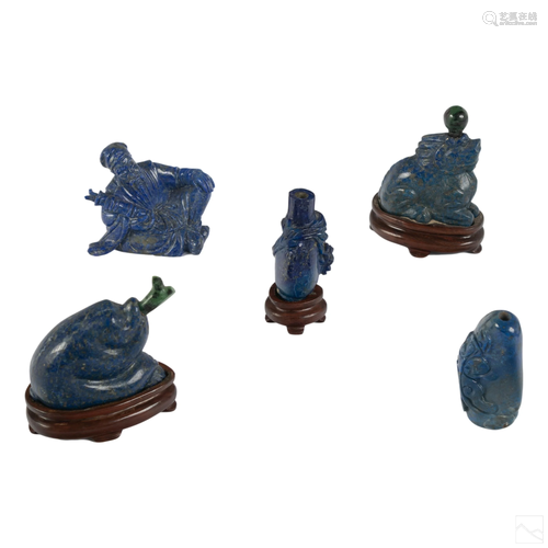 Chinese Lapis Snuff Bottle and Figurine Collection