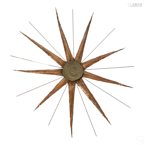 Mid Century Brutalist Copper Star Burst Sculpture