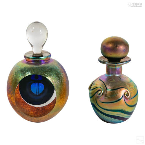 Studio Art Glass Iridescent Perfume Bottles Group