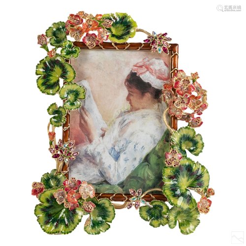 Jay Strongwater Enameled Geranium Picture Frame