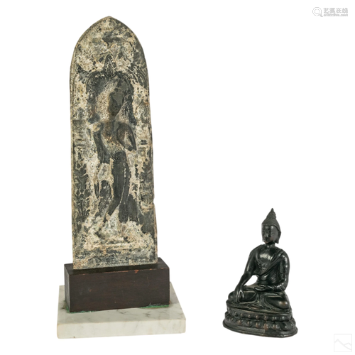 Chinese Tibetan Antique Buddha Sculpture & Plaque