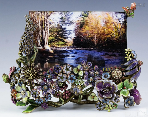 Jay Strongwater Enameled Floral Fitted Frame 4 x 6