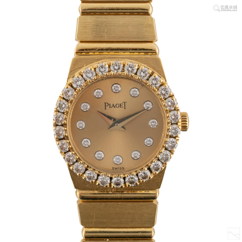 18K Gold Piaget Ladies Diamond Polo Watch 77 Grams