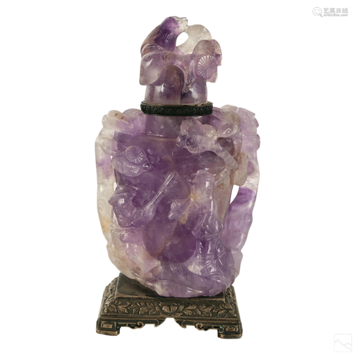 Chinese Carved Amethyst Antique Scent Snuff Bottle