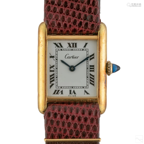 Cartier Gold 20.5mm Plaque Mechanical Tank Watch