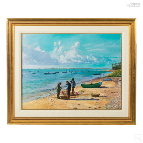 Mediterranean Fishermen Marine Landscape Painting