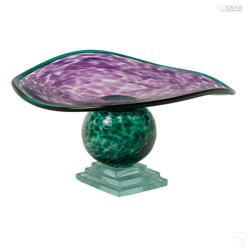 Christian Thirion Modern Art Glass Footed Compote