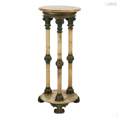 Dore Bronze Green Onyx Antique Plant Stand Plinth