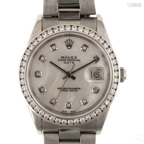 Rolex Ref 15200 Date Mother of Pearl Diamond Watch