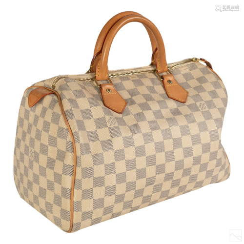 Louis Vuitton Speedy 30 Damier Azur Handbag Purse