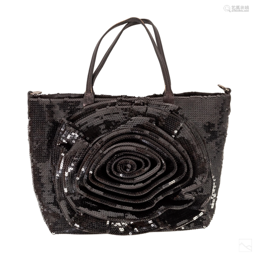 Valentino Garavani Designer Sequin Flower Tote Bag