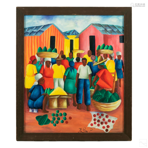 Jean Pierre F. (20th C.) Haitian Folk Art Painting