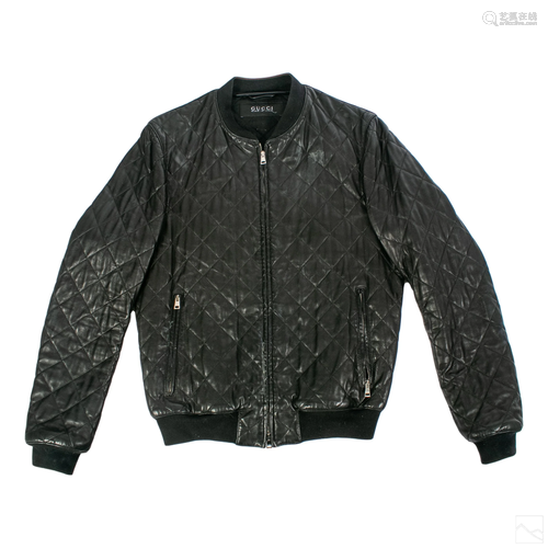 Gucci Quilted Leather Ladies Bomber Jacket Size 48