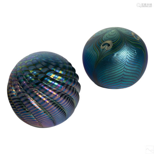 Iridescent Studio Art Glass Vintage Paperweights