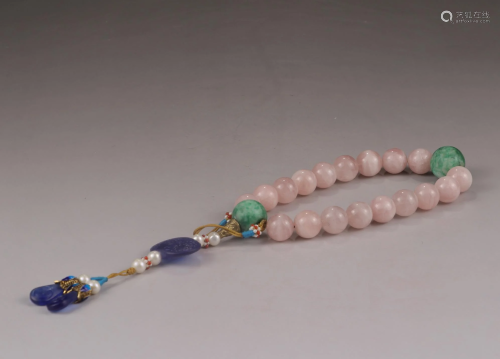 Pink Crystal Hand String,Qing Dynasty