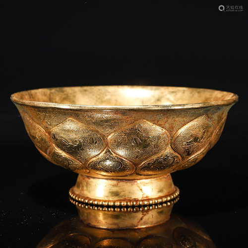 Bronze Gilt Lotus Shaped Bowl