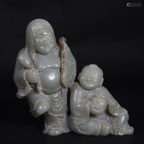 Carved Pale Celadon Jade Immortals