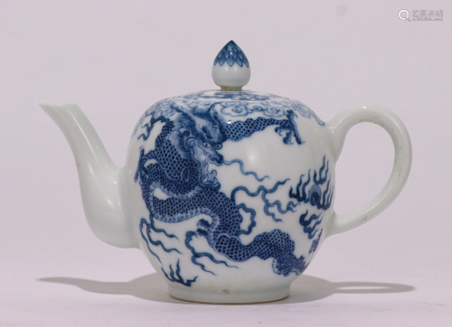 Blue and White Dragon Teapot