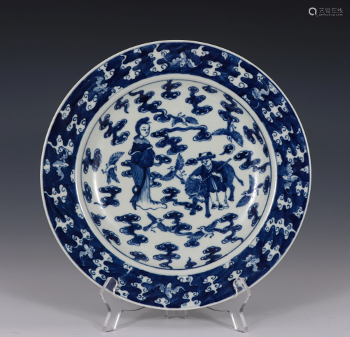 Blue and White Figural Plate