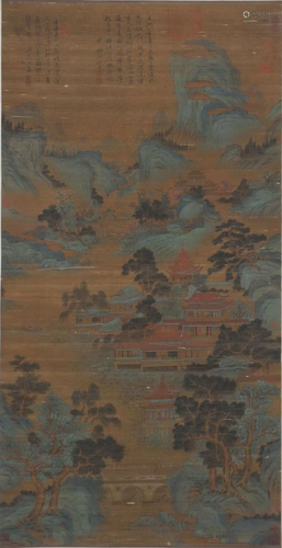 A Chinese Scroll Painting By Qiu Ying