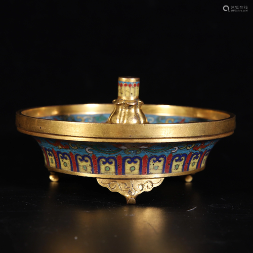 Cloisonne Enamel Floral Incense Holder