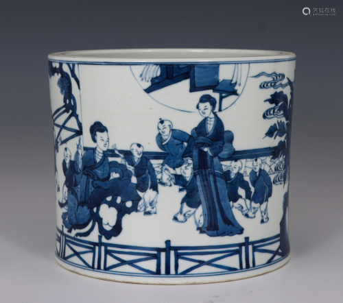 Blue and White Figural Brushpot